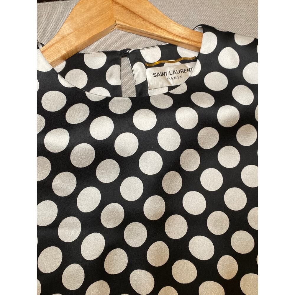 Saint Laurent Silk Polka Dot Mini Dress EU 40 US 8 Like New YSL authentic - Picture 6 of 12